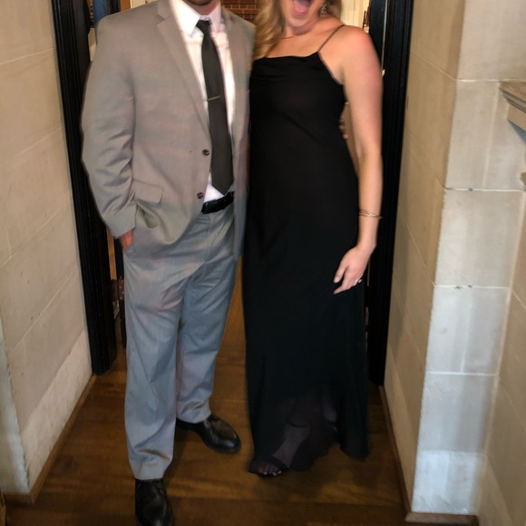 Formal dress sheer with under layer, thin strap and cowl neck. Great for wedding - Picture 2 of 3